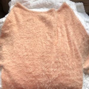 Adorable off the shoulder pink sweater dress